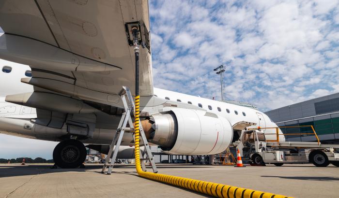 plane being fuelled