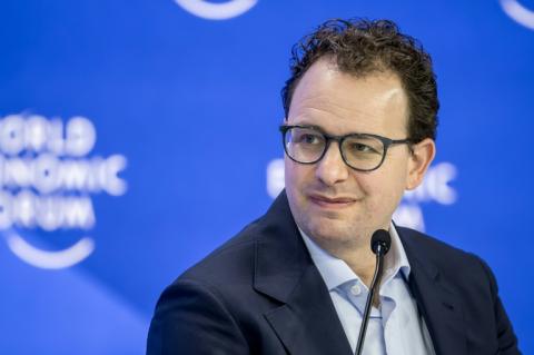 Le patron d'Anthropic, Dario Amodei, le 23 janvier 2026 au forum de Davos, en Suisse