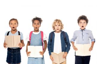 children with books